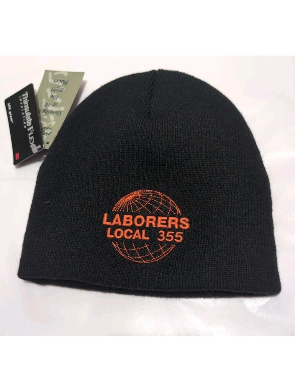 Laborers Local 355 Michigan Union Black Orange Stocking Hat Cap Beanie